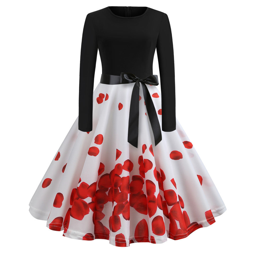 *Product Name*: Women Retro Print Long Sleeve Slim Dress