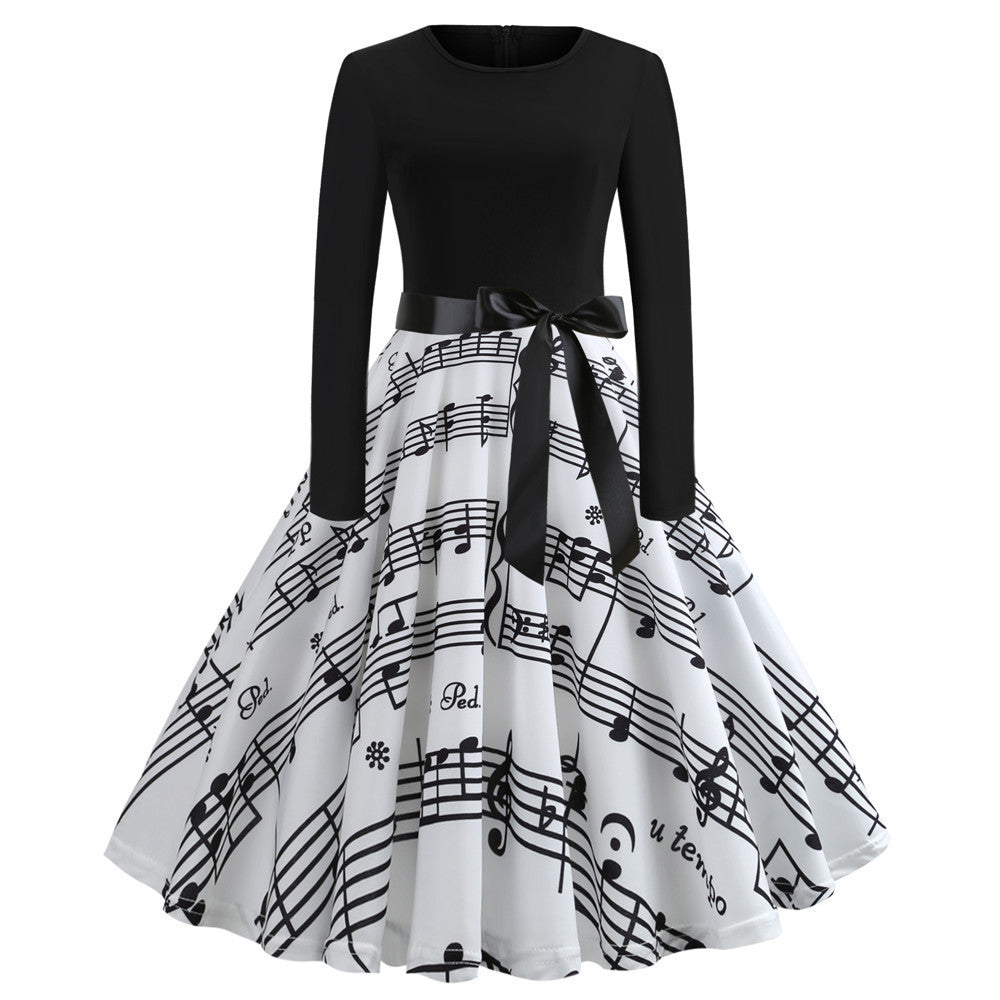 *Product Name*: Women Retro Print Long Sleeve Slim Dress