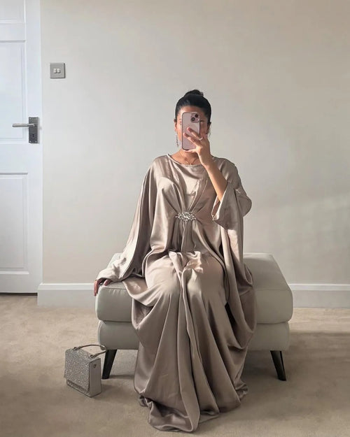 *Product Name*: Golden Silk Kaftan Women Eid Party Wear