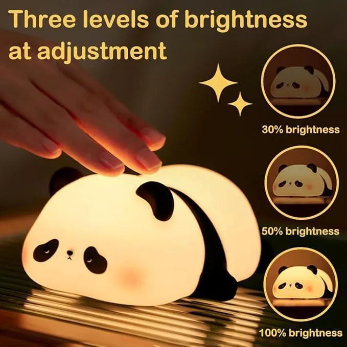 Silicone Panda Night Lamp USB Rechargeable Off-White Glow