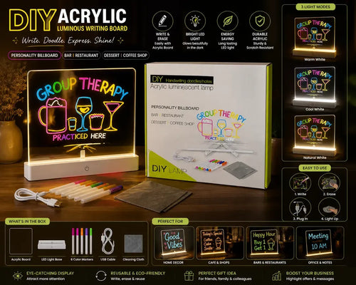 *Product Name*: DIY Acrylic LED Writing Board with Glow & Neon Effects
