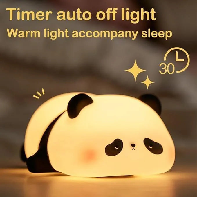 Silicone Panda Night Lamp USB Rechargeable Off-White Glow