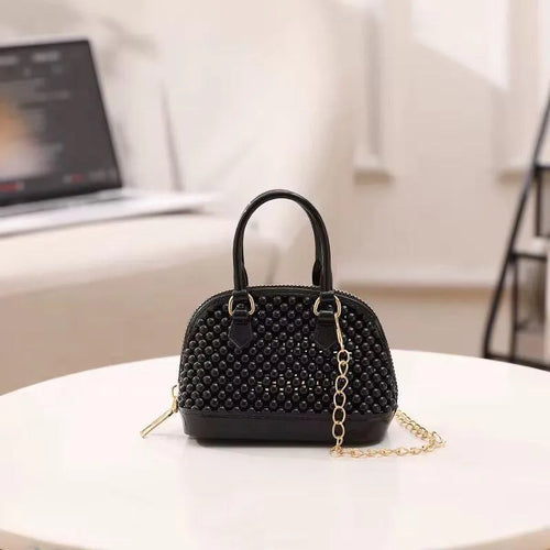 *Product Name*: Black Beaded Mini Crossbody Bag for Girls