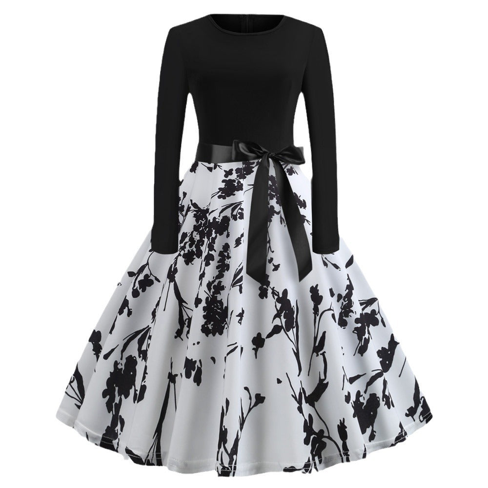 *Product Name*: Women Retro Print Long Sleeve Slim Dress